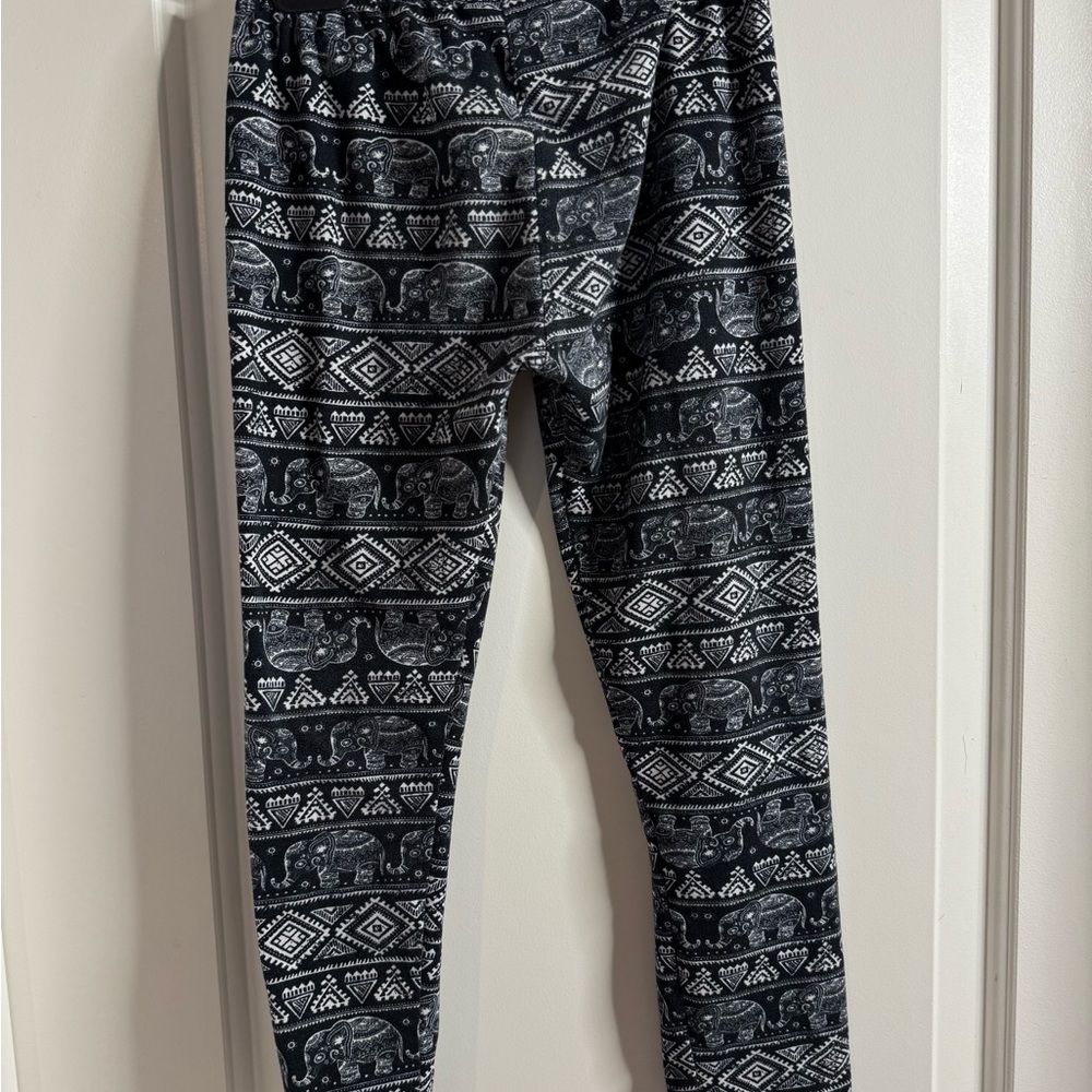 Shosho Black and White Elephant Pattern Kids Leggings